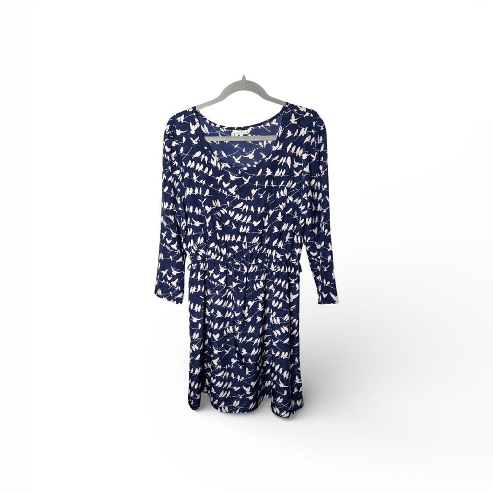 Wallflower Blue Long Sleeve Bird Print Dress Large